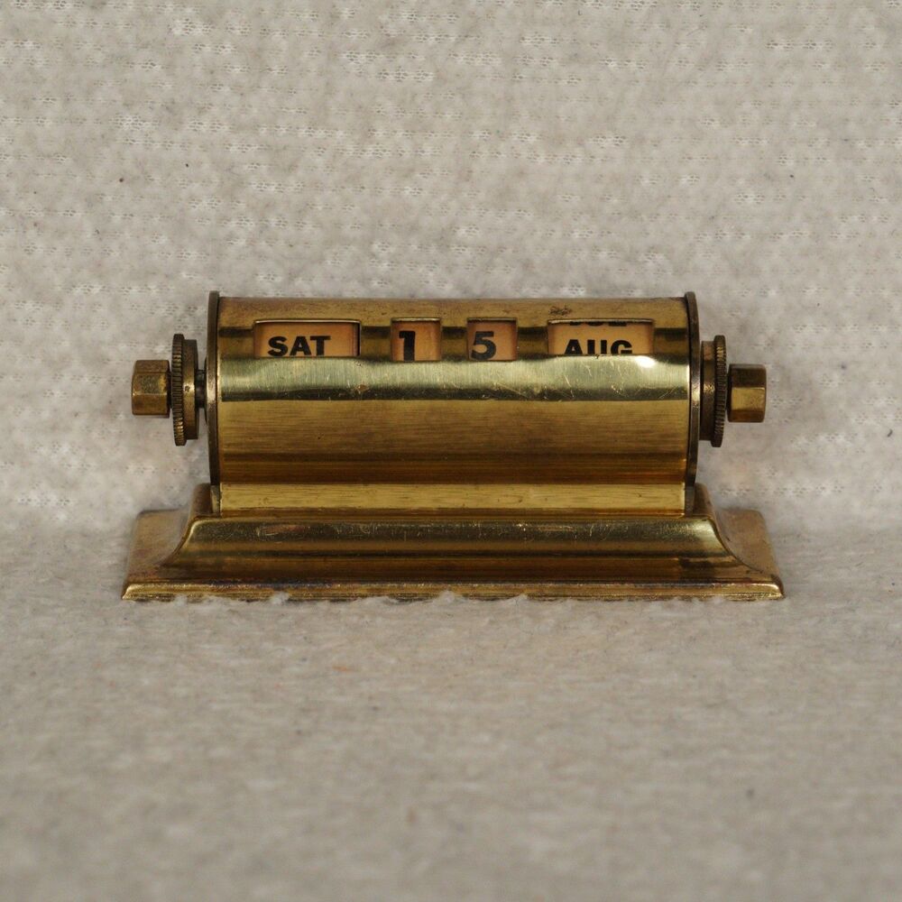 Park Sherman Brass Perpetual Desk Calendar Mid-Century Springfield Illinois VTG